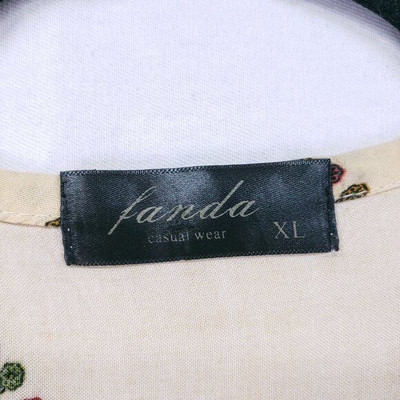 Fanda Beige Colorful Floral Print Relaxed Boho  Moo Moo Dress XL - Picture 4 of 14